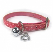 Crystal Heart Dotty Cats Collar - Pink